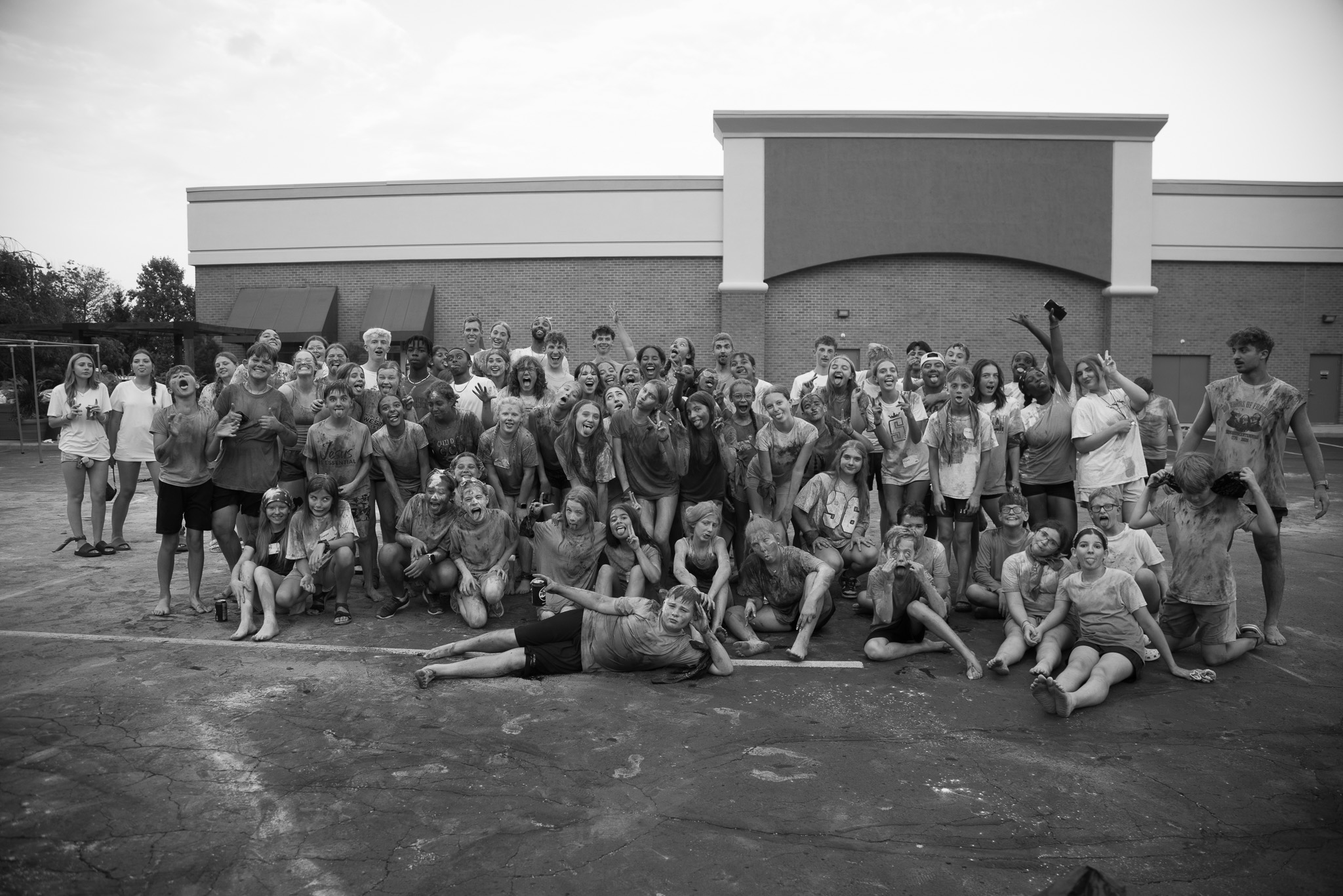 Mercy Youth students and leaders gathered outside the church