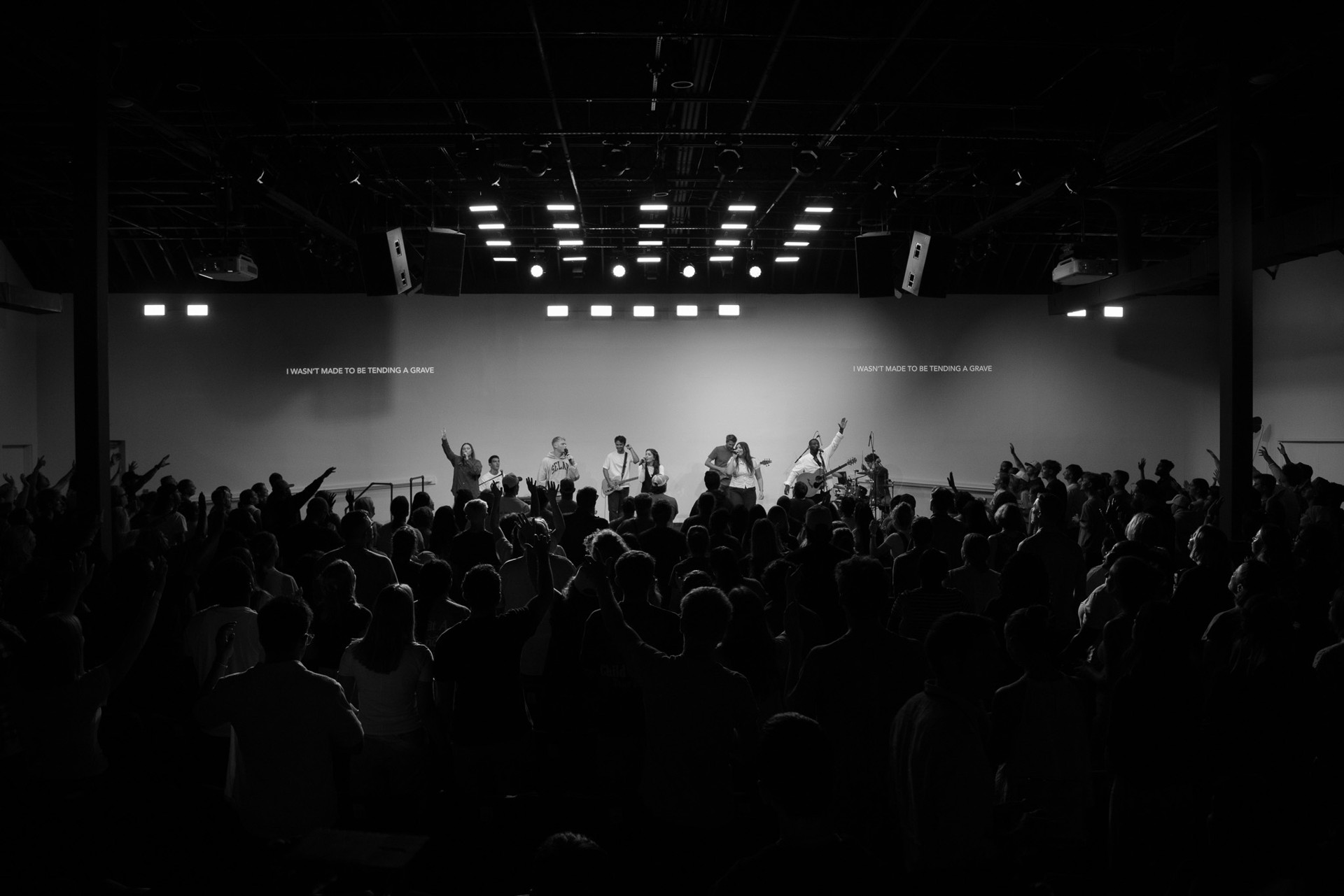 The congregation worshiping together at Mercy Road Church